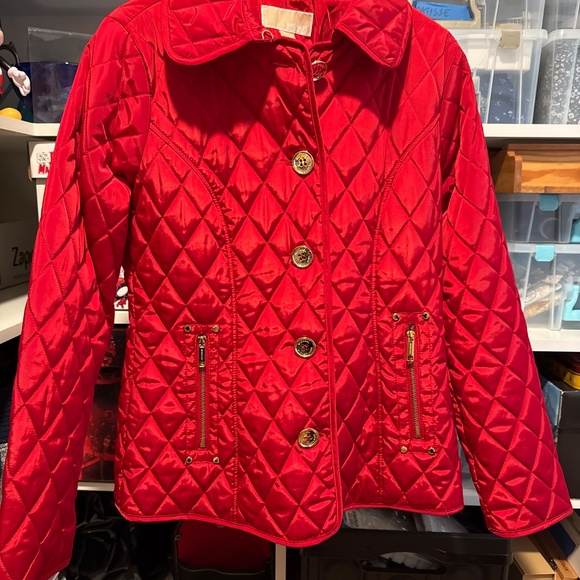 Michael Kors Red Quilted jacket EUC M - Picture 2 of 8